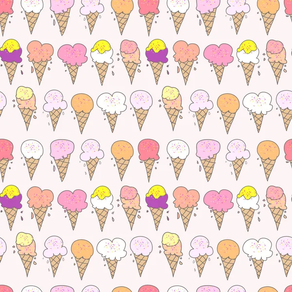 Cute Ice Cream Seamless Pattern Background Vector Illustration — Stock Vector