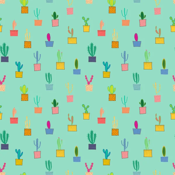 Cactus Seamless Pattern Background Vector Illustration Fabric Gift Wrap Paper — Stock Vector