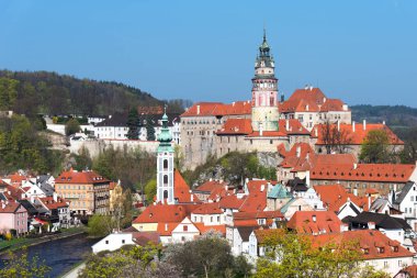 Cesky Krumlov, Çek Cumhuriyeti için tarihi merkezinin güzel panoramik.