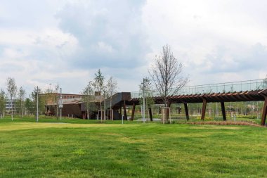 Moskova, Rusya - 15 Temmuz 2018: panoramik Park Tiufielieva Roshcha Zilart - Yeni Şehir Parkı'nın güneyinde bir Moskova, Moskova, Rusya'nın Danilovsky bölgesinde bulunan.