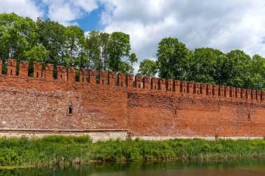 Kale duvarı Smolensk Kremlin'in yaz, Smolensk, Rusya Federasyonu