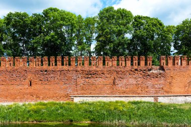 Kale duvarı Smolensk Kremlin'in yaz, Smolensk, Rusya Federasyonu