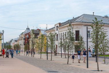 Tula, Rusya Federasyonu - Temmuz 28,2018: Metalistov sokak - Tula yaya caddesi sonra yeniden, eski bir şehir. Tula, Rusya Federasyonu