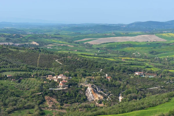 Úžasný Pohled Bagno Vignoni Pevnosti Tentennano Siena Provincie Toskánsko Itálie — Stock fotografie