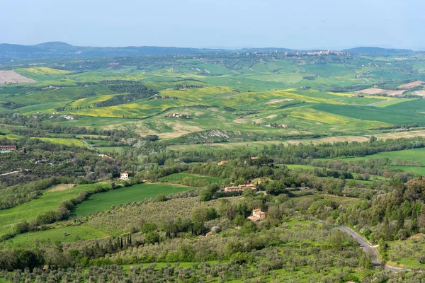 Vista Aérea Surpreendente Toscana Fortaleza Tentennano Bela Paisagem Verão Perto — Fotografia de Stock