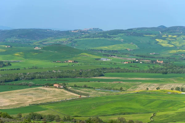 Increíble Vista Aérea Toscana Desde Fortaleza Tentennano Hermoso Paisaje Verano — Foto de Stock