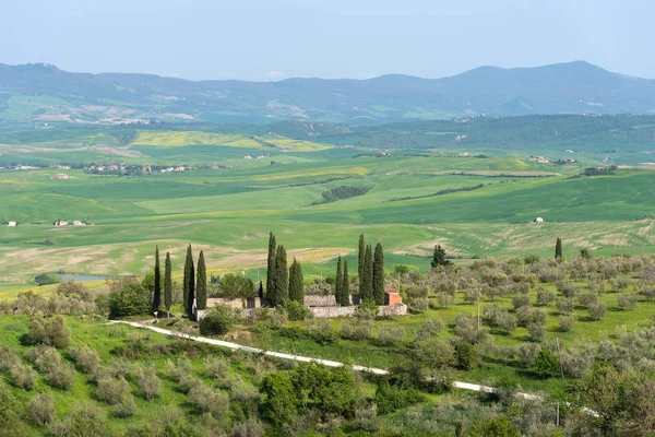 Amazing Aerial View Tuscany Fortress Tentennano Beautiful Summer Landscape Castiglione — Stock Photo, Image