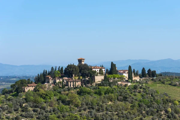 Beautiful Tuscan Landscape Small Rural Town Hill Chianti Italy — Stok fotoğraf