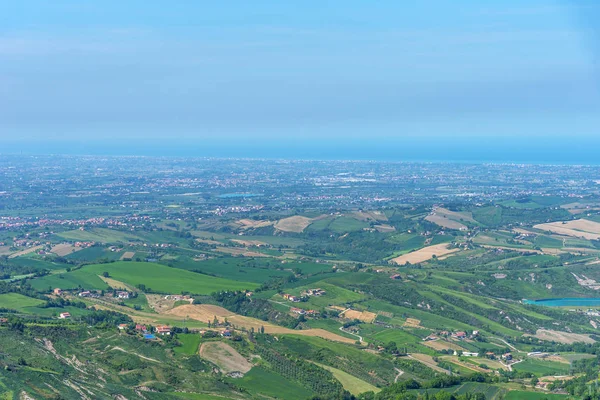 Letní Panorama San Marinu Itálii Letecký Pohled Úžasné Panoráma Města — Stock fotografie