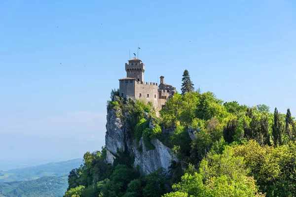 Vista Incrível Fratta Cesta Dos Três Picos Cidade San Marino — Fotografia de Stock