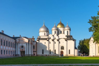 Novgorod, Rusya - 31 Ağustos 2018: Veliky Novgorod, Rusya'nın St. Sophia Katedrali.