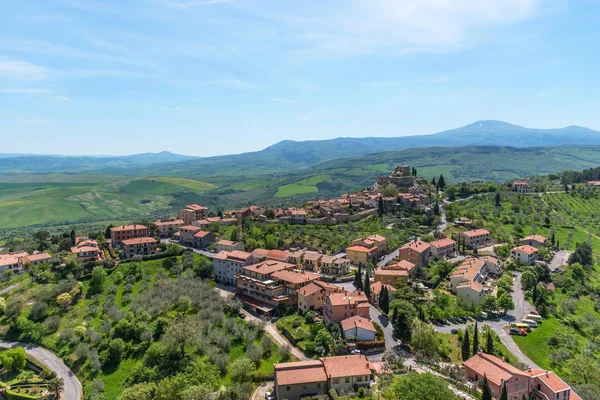 Castiglione d 'Orcia 'nın muhteşem panoramik manzarası. İtalya — Stok fotoğraf
