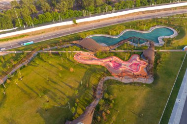 Park Tiufielieva Roshcha Zilart üst görünümü-Moskova, Rusya 'nın Danilovsky bölgesinde bulunan güneyinde yeni bir şehir parkı.