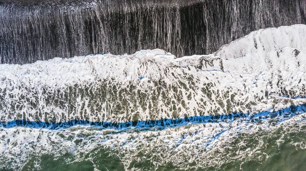 Incredibile Vista Pittoresca Della Spiaggia Sabbia Nera Con Onda Reynisfjara — Foto Stock