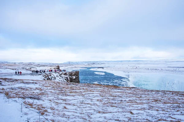 Gullfoss Iceland Mars 2020 Utsiktsplats Över Gullfoss Vattenfall Mest Populära — Stockfoto