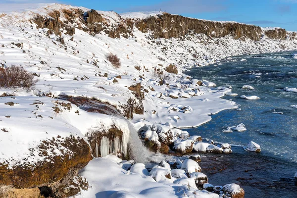 Úžasné Letecké Zimní Krajiny Pohled Urridafoss Vodopád Islandu — Stock fotografie