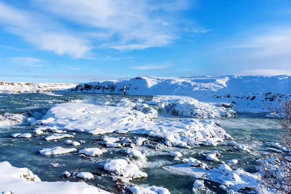 Дивовижний Зимовий Краєвид Водоспаду Уррідафос Ісландії — стокове фото