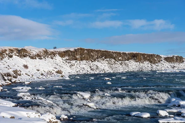 Καταπληκτική Εναέρια Θέα Χειμερινό Τοπίο Του Καταρράκτη Urridafoss Στην Ισλανδία — Φωτογραφία Αρχείου