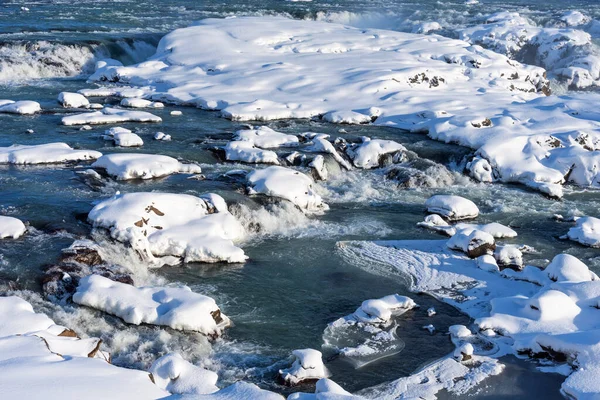 Úžasné Letecké Zimní Krajiny Pohled Urridafoss Vodopád Islandu — Stock fotografie