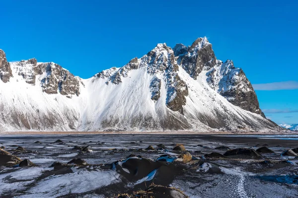 공중에서 겨울을 아이슬란드 남동부 스토크스 반도에 베스티 수있습니다 호른은 아이슬란드에서 — 스톡 사진