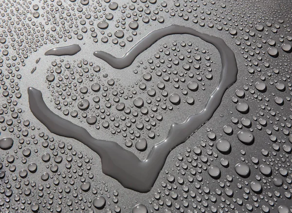 Símbolo Del Agua Del Corazón Gotas Sobre Fondo Gris — Foto de Stock