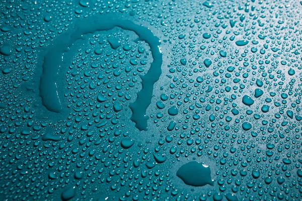 Punto Interrogativo Scritto Con Acqua Circondata Gocce Acqua Primo Piano — Foto Stock