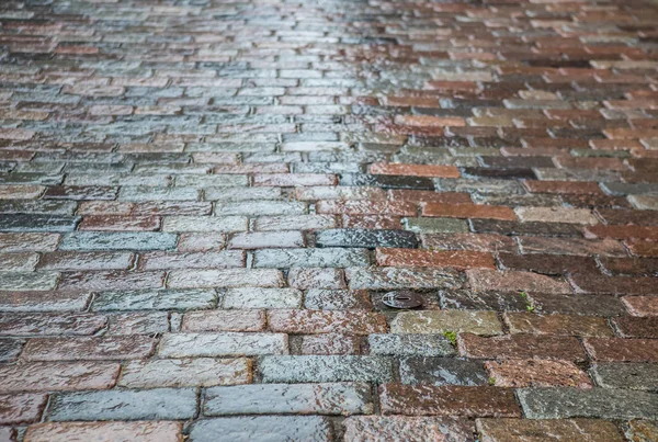 Wet Old Stone Granite Pavement Rain — Stock Photo, Image