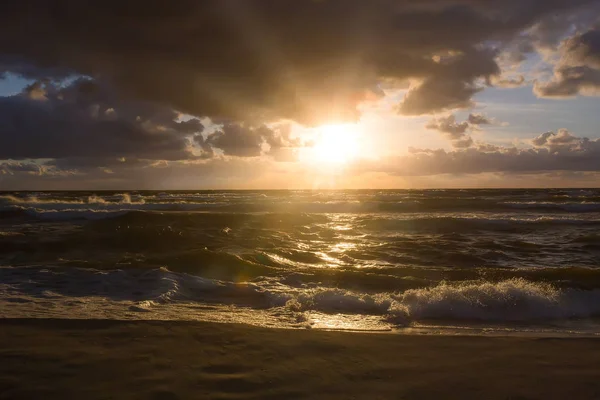 Tormenta Mar Durante Atardecer — Foto de Stock