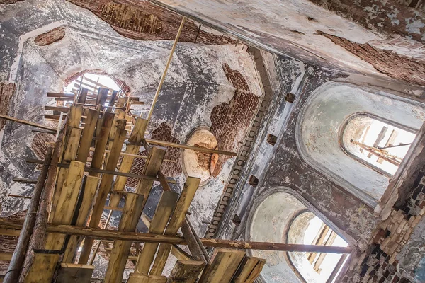 Restoration Interior Old Destroyed Orthodox Church — Stock Photo, Image