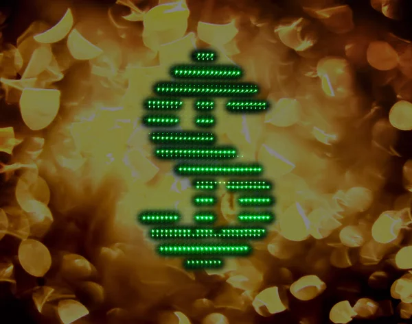 Símbolo Del Dólar Las Luces Verdes Brillantes Con Fondo Negro — Foto de Stock