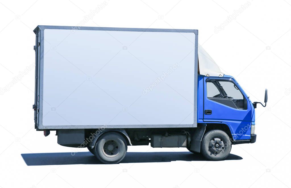 truck with blue cabin isolated on white