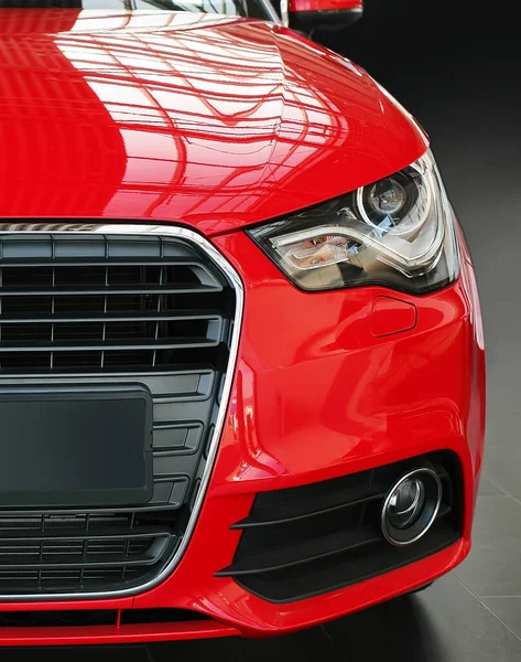 Moderní Červené Auto Přední Pohled Detailní — Stock fotografie