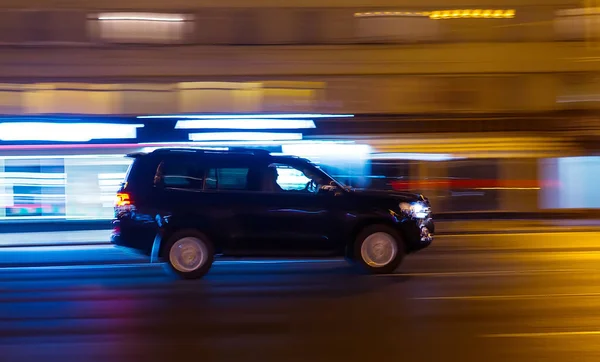 Road Car Racing Night Avenue Blurred Motion — Stock Photo, Image