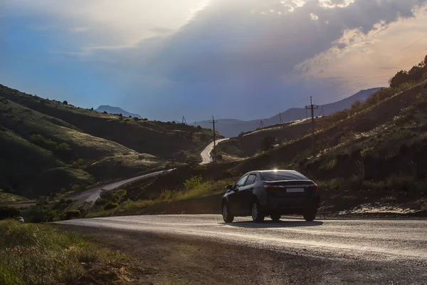 Auto Rijden Winding Mountain Road — Stockfoto