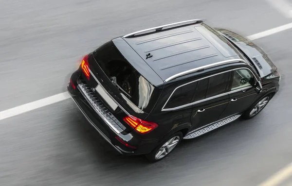 Car Goes Highway Top View — Stock Photo, Image