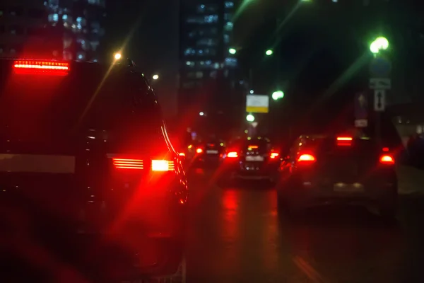 Auto Verkeer Nacht Stad — Stockfoto