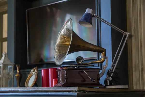 Antik Grammofon Det Inre Rummet — Stockfoto