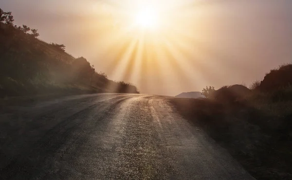 Beautiful Sunrise Uphill Road — Fotografia de Stock