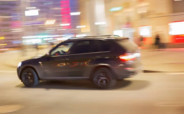 Road Car Racing Night Avenue Blurred Motion — Stock Photo, Image