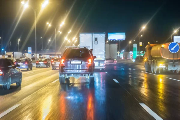 Tráfico Nocturno Autopista Ciudad — Foto de Stock