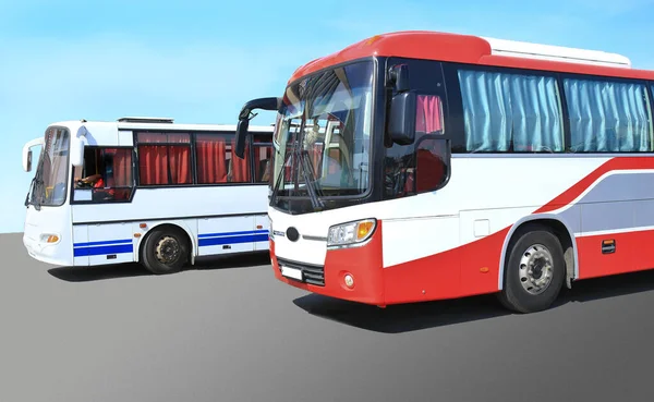 Autobuses Turísticos Aparcamiento Por Tarde — Foto de Stock
