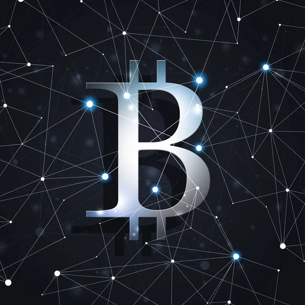 Netzwerk Konzept Globaler Bitcoin Kryptowährung Geschäftlicher Hintergrund — Stockfoto