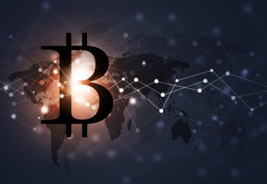 Bitcoin iş ve teknoloji arka plan madencilik kripto para birimi