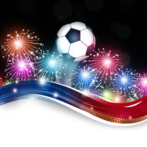 Sport Achtergrond Met Een Voetbal Voetbal Bal Vuurwerk — Stockfoto