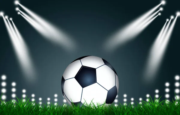 草の上のサッカー ボールとスポーツの背景 — ストック写真