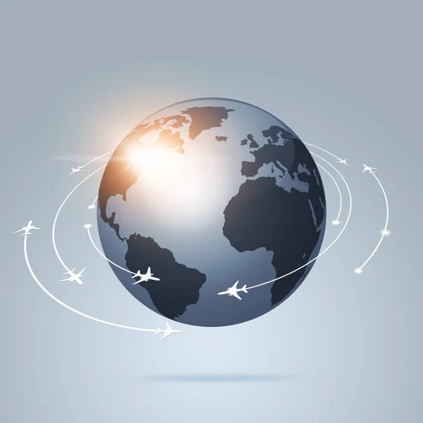 Business Globale Dell Aviazione Con Aeroplani Sulla Terra — Foto Stock