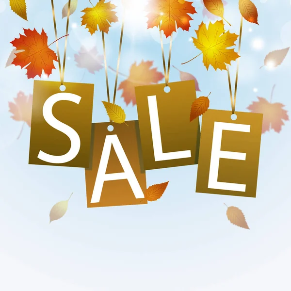 Sale Autumn Bright Notice Falling Yellow Leaves — Stock Photo, Image