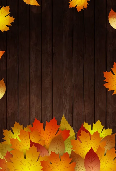 Herbst Holz Banner Dekoration Mit Goldenen Blättern — Stockfoto