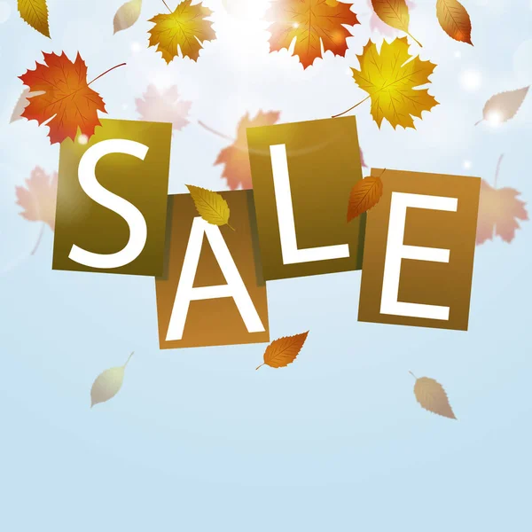 Sale Autumn Price Fall Notice Yellow Leaves — Stock Photo, Image