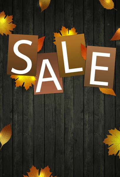 Autumn Sales Notice Banner Decoration Yellow Leaves — Stock Photo, Image